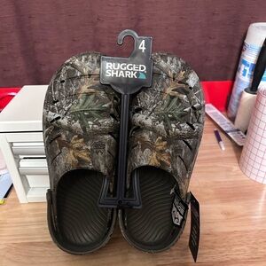 Rugged Shark Kids Camo Slippers